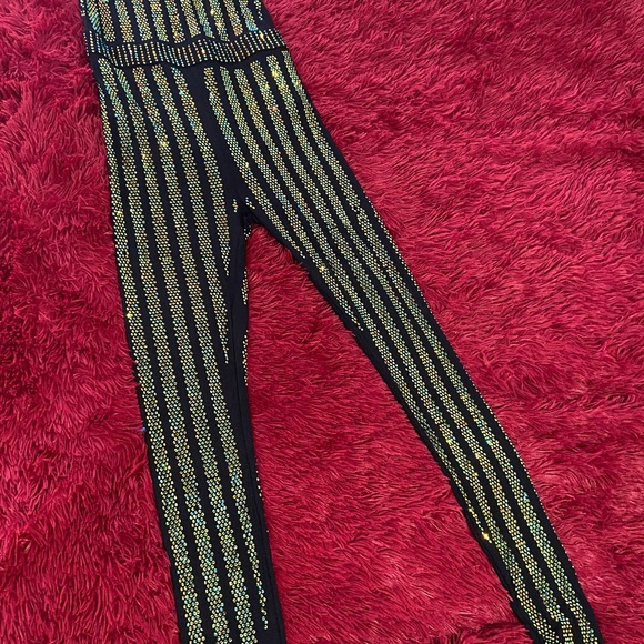 Rust of your tongue bedazzled jumpsuit black and green size Medium Brand NWT - Picture 7 of 17